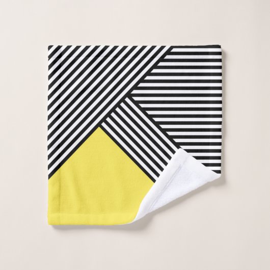 Bandes noires et blanches avec triangle jaune (Gant de toilette)