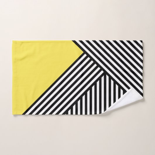 Bandes noires et blanches avec triangle jaune (Serviette à main)