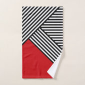 Bandes noires et blanches avec triangle rouge (Serviette à main)