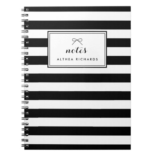 Bandes noires et blanches Carnet personnalisé (Devant)