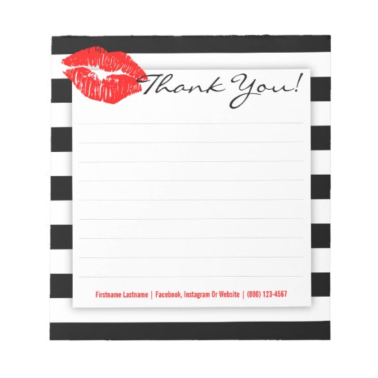 Bandes noires et blanches et bloc-notes à lèvres r (Devant)