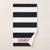 Bandes noires et blanches, Gravées, Lignes, Votre  (Serviette à main)