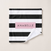 Bandes noires et blanches, Gravées, Lignes, Votre  (Gant de toilette)