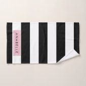 Bandes noires et blanches, Gravées, Lignes, Votre  (Serviette à main)