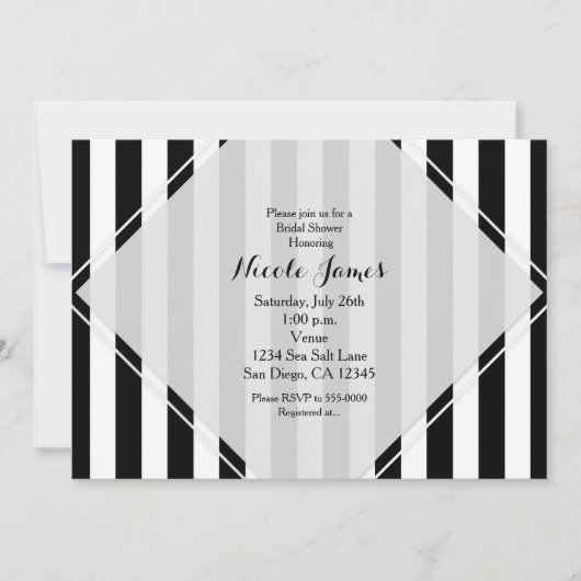 Bandes noires et blanches Invitations rayées moder (Devant)