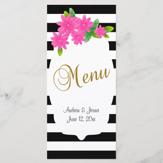 Bandes noires et blanches, Or | Menu rose (Dos)