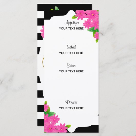 Bandes noires et blanches, Or | Menu rose (Devant / Derrière)