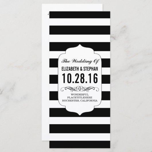 Bandes noires et blanches programmes de mariage ch (Devant / Derrière)