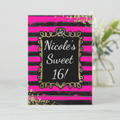Bandes noires et roses Gold Foil Invitations (Debout devant)
