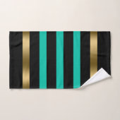 Bandes noires et vertes accents d'or motif (Serviette à main)