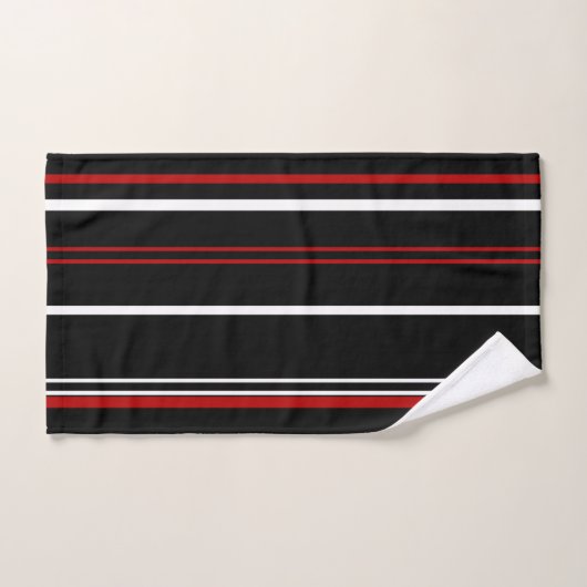 Bandes noires rouges et blanches (Serviette à main)