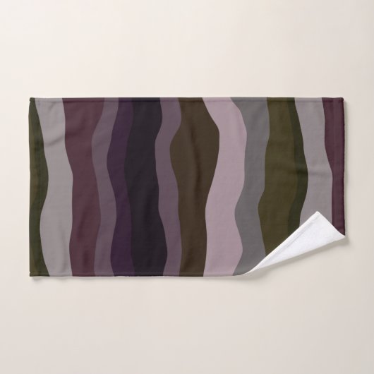 Bandes ondulées d'olive et de violet (Serviette à main)