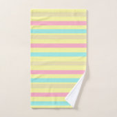 Bandes roses, bleues et marron sur le jaune (Serviette à main)