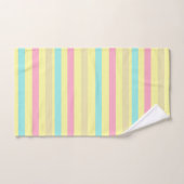 Bandes roses, bleues et marron sur le jaune (Serviette à main)