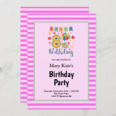 Bandes roses encadrées Invitation de la fête du 8e (Devant / Derrière)