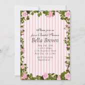 Bandes roses et blanches Élégantes Invitations chi (Devant)