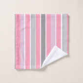 Bandes roses et gris (Gant de toilette)