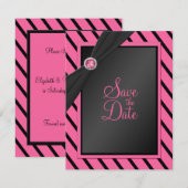 Bandes roses et noires Enregistrer la carte Date (Devant / Derrière)