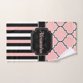 Bandes roses & Quatrefoil (Serviette à main)