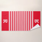 Bandes rouges/blanches personnalisées (Serviette de bain)