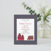 Bandes rouges et grises Invitation d'anniversaire (Debout devant)