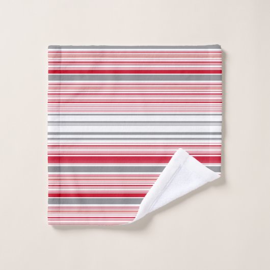 Bandes rouges gris mignonnes (Gant de toilette)