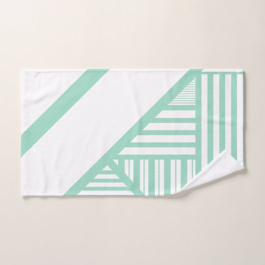 Bandes triangulaires - Vert et blanc de menthe (Serviette à main)