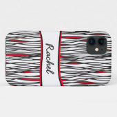 Bandes tribales noir blanc & rouge nom coque iphon (Dos (Horizontal))