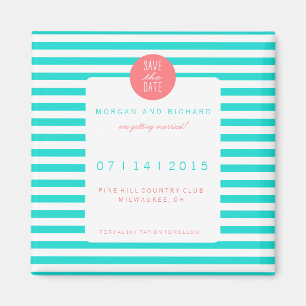 Bandes turquoise - Magnet Réservez la date