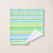 Bandes turquoises de citron vert Nom Monogramme (Gant de toilette)