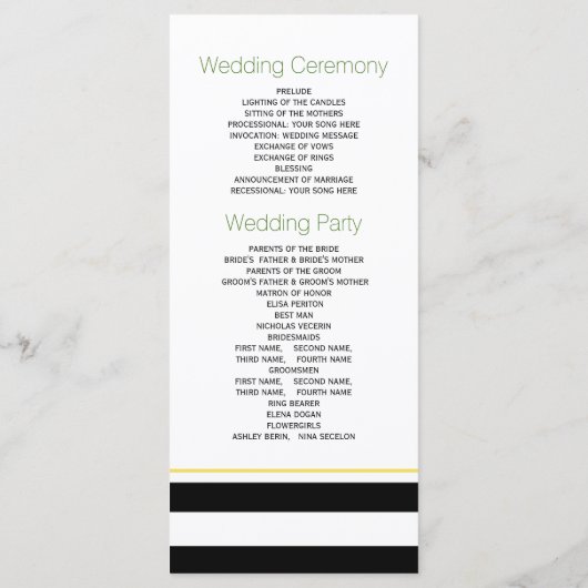 Bandes vertes et trèfle programme de mariage irlan (Dos)