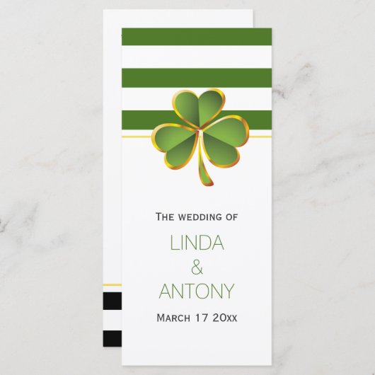 Bandes vertes et trèfle programme de mariage irlan (Devant / Derrière)