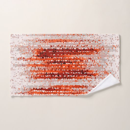 Bandes verticales, abstrait, rouge, gris, blanc (Serviette à main)