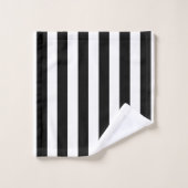 Bandes Verticales Chic Noir Et Blanc Gratté (Gant de toilette)