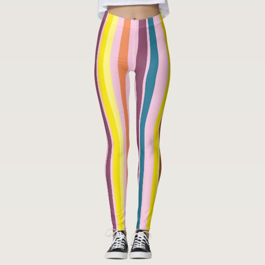 Bandes verticales colorées Leggings (Devant)
