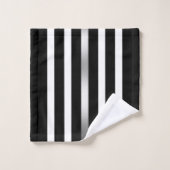 Bandes verticales en noir et blanc, accents argent (Gant de toilette)