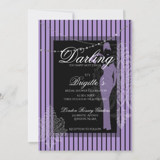 Bandes violettes et noires Invitation (Devant)