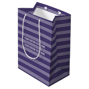Bandes violettes sacs cadeaux personnalisés en tex