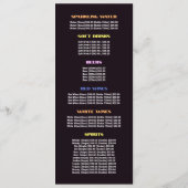 Bandes Vives, Menu Restaurant Mince (Dos)