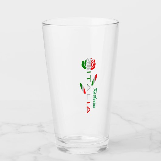 Bandiera d'Italia Rosa Gepersonaliseerd Glas (Voorkant)