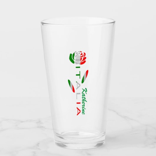 Bandiera d'Italia Rosa Personalized Glas (Voorkant)