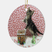 Bandit Kitten Cat Rescue Kerstmis Keramisch Ornament (Links)