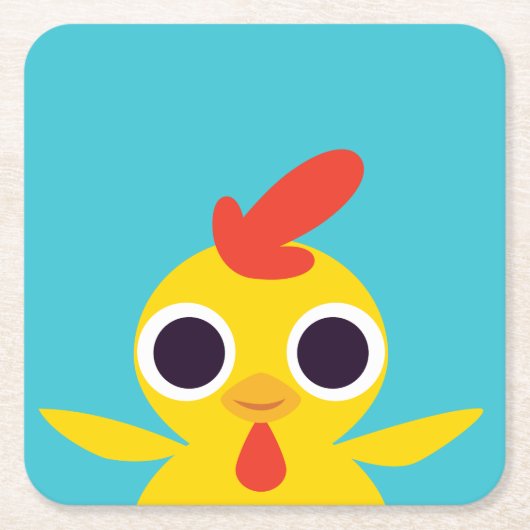 Bandit the Chick Vierkante Kartonnen Onderzetter (Voorkant)