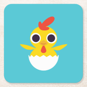 Bandit the Chick Vierkante Kartonnen Onderzetter