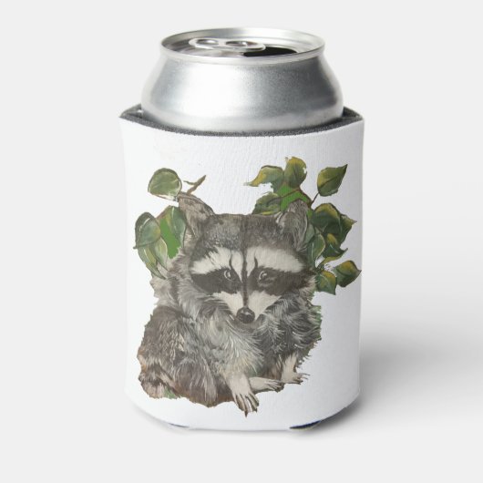 Bandit Zwart Wit Raccoon Prullenbak Panda Blikjeskoeler (Blikje Achterkant)