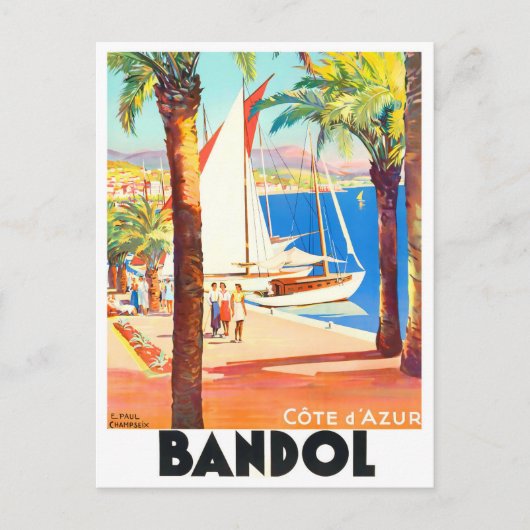 Bandol France vintage Briefkaart (Voorkant)