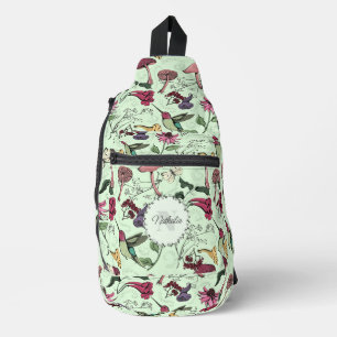 Bandoulière Chic Green Garden Colibri floral Sac à élingue