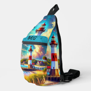 Bandoulière Sac à coudre avec impression aquarelle du phare Mo