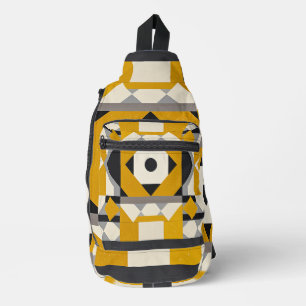 Bandoulière Sac à élingue moderne géométrique jaune et gris