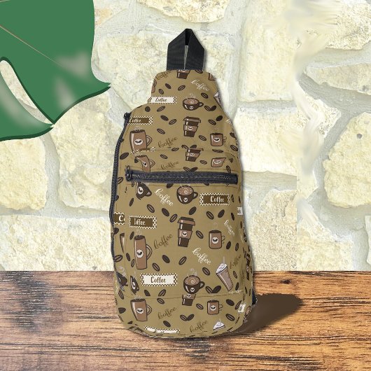 Bandoulière Sac à Motif Brown  Cups café